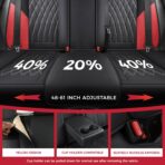 FREESOO Black Red Car Seat Covers Full Set - Faux Nappa Leather Seat Covers for Cars, Breathable Waterproof Front Seats with Lumbar Support and Rear Seat Cover, Fit for Automotive Sedans SUVs Pickups - Image 4