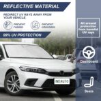 INSAUTO Windshield Sun Shades Compatible with Honda Civic Accord, Front Window Sunshade for Windshield Cover Foldable Sun Visor Protector 210T Reflective Cool Car Accessories (61" X 34.6") - Image 3