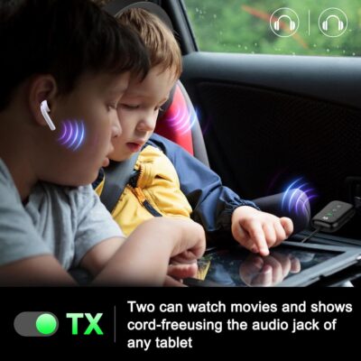 Premium Airplane Bluetooth 5.4 Transmitter Adapter,Supports 2 AirPods/Headphones 2-in-1 Bluetooth Transmitter Receiver with aptX Low Latency,Wireless Adapter for Flight,TV,Gym,Tablets Car Stereo - Image 7