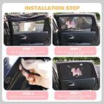 Car Window Shades for Baby, 2 Pack Car Sun Shades with UV Protection, Universal Fit Stretchable Side Window Sunscreen Sun Shades with Unicorn Motifs, Rear Window Shades for Kids - Image 3