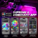 OPT7 Aura Pro 6PC Double LED Interior Strip Lights with APP & Remote Control, Multicolor Mode, Sound Active Inside Ambient Lighting Kit, Truck SUV RV Footwell Floor Decor, 12V Car Charger - Image 4