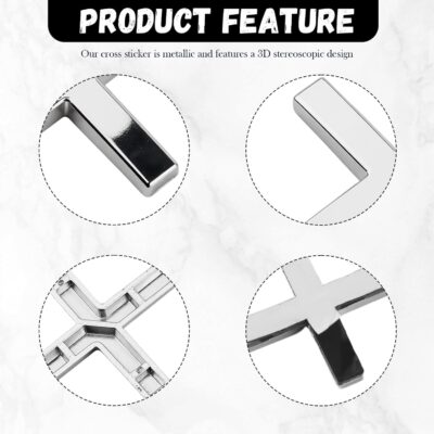 2PCS Individual Jesus Cross for Car Decal Emblem,3D Metal Christian Car Decals Badges for and Cars Decorations,Universal & Self-Adhesive Cross Cars Decal for Most Trucks,SUVs (Silver+Silver) - Image 3