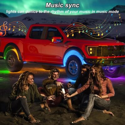 Kairiyard 4Pcs Underglow LED Lights for Cars with App Control, RGB Dream Colors Chasing Music Mode Waterproof Underglow kit for Car Truck - Image 5