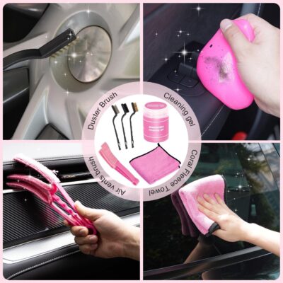 Pink Car Cleaning Kit, 25Pcs Detailing Kit Interior with 4-in-1 Power Handheld Vacuum Cleaner, Detailing Brush Set, 2-in-1 Windshield Cleaner Tool, Car Accessories for Cleaning, Gift for Women - Image 7