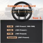 GIANT PANDA Car Steering Wheel Cover for Ford F150 F250 F350 Expedition 15.5-16 inches - Black - Image 2