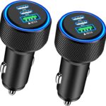 USB C Car Charger, Rombica 2Pack 3-Port 67W Dual PD USB-C&USB-A Car Power Cigarette Lighter USB Charger 3 in 1 PD/QC Type C Fast Car Charge for iPhone 17 17 Pro Max 16 15 14 13 12/Galaxy S26 S25/Pixel