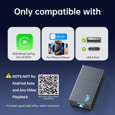 Wireless Carplay Adapter for iPhone - Plug & Play Convert Wired to Wireless CarPlay for Cars from 2016 and iOS 10+, No Latency Mini USB Type A Black - Image 5