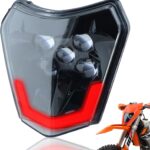 Motorcycle Dirt Bike Headlight LED Universal Enduro Motorcycle LED Headlight Kit Red DRL