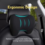 Super Cozy Car Headrest Pillow, 100% Memory Foam Car Neck Pillow with Adjustable Strap & Breathable Removable Cover, Ergonomic Design - Travel Pillow Car Pillow for Neck/Back Pain Relief(Black, 1PC) - Image 4