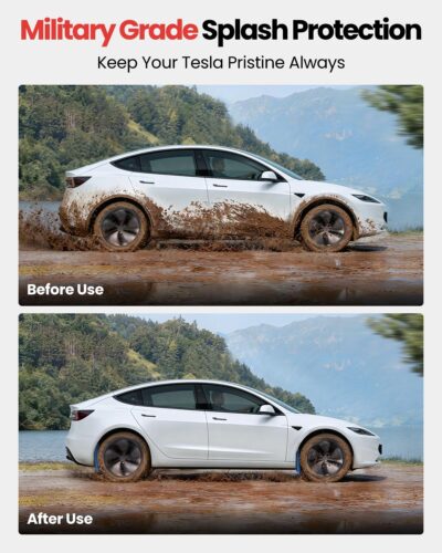 REEVAA 2026 Tesla Model 3 Highland Accessories - Mud Flaps [Protect Paint, No Drilling Required] All-Weather Splash Guard Body Kits for Model 3 Highland 2024-2026, Black (Set of 4) - Image 2