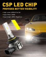 AUXITO 9145 LED Fog Light Bulbs, 6000LM 6500K Cool White Light, 300% Brightness H10 9140 9045 9040 Led Fog Lights, CSP LED Chips, DRL Replacement for Cars, Pack of 2 - Image 2