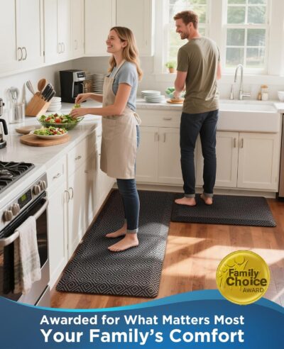 Ophanie Kitchen Mats for Floor, 3/4 inch Thick, 20x32 Anti Fatigue Cushioned Mat, Kitchen Rugs, Waterproof, Comfort Ergonomic Standing Mat for Office, Home, Sink, Black Non-Slip Ridged Bottom - Image 8