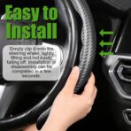 WSSROGY 3 Pack Anti-Skid Segmented Carbon Fiber Car Steering Wheel Cover Protector Universal for Most Car Wheel (Black) - Image 5
