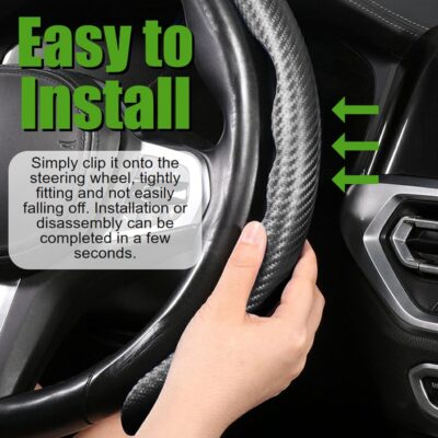 WSSROGY 3 Pack Anti-Skid Segmented Carbon Fiber Car Steering Wheel Cover Protector Universal for Most Car Wheel (Black) - Image 5