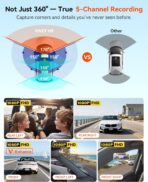 IIWEY N9 5 Channel Dash Cam 360° View, 5.8G WiFi-6 with App, Free 128GB Card, FHD Front & Rear Inside, Left, Right Dash Camera for Car, 12 IR Lights Night Vision, GPS, 24/7 Parking Mode, G-Sensor - Image 2