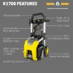Kärcher Pressure Washer K1700, 3 Spray Nozzles, Detergent Tank, for Cars, Driveways, Siding, Patios, 2125 max. PSI, 1.46 max. GPM - Image 2