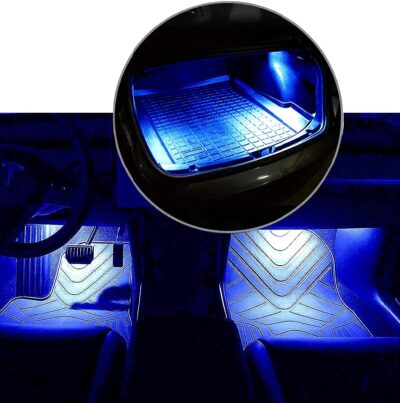 ICBEAMER For Tesla Interior LED Lights Kit: Ultra-bright, easy plug-in, with a panel removal tool. Fits Model 3, S, Y, X. Trunk, Frunk, Door Puddle, Foot-Well, Fit Tesla Accessories(4 Packs in Blue). - Image 7
