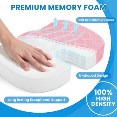 TushGuard Office/Car Seat Cushion, Non-Slip Sciatica & Back Coccyx Tailbone Pain Relief Chair Pad, Memory Foam Butt Pillow for Computer Desk, Wheelchair, Driving (Pink) - Image 3