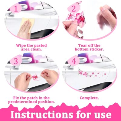 2 Sheets Cherry Blossom Car Decal, Cherry Blossom Vinyl Car Sticker Scratches Stickers Cars Decoration Vinyl Waterproof Sticker Flower Decals for Cars, Laptop, Wall, Window, Luggage and Bumper - Image 3