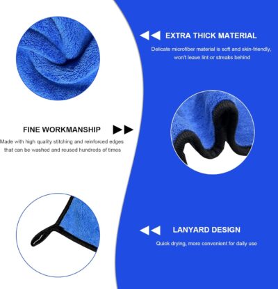 4PCS Microfiber Towels for Car, 12" x 16" 600GSM Cleaning Rags Ultra Absorbent Dusting Cloth, Scratch-Free Drying & Detailing Towel Wash Cloths for Car Interior & Exterior - Image 3