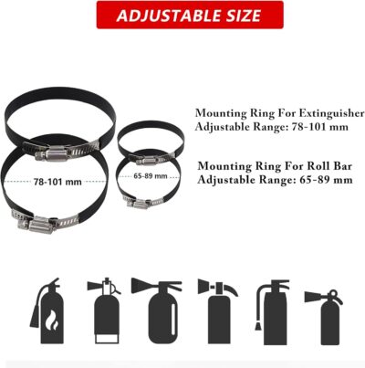 Quick Release Fire Extinguisher Mount - Aluminum Adjustable UTV Roll Bar Fire Extinguisher Holder Mounting Bracket Compatible with Jeep Wrangler TJ JK JL JKU Polaris RZR Ranger Can-Am X3 Universal - Image 7