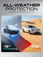 YHTAUTO Floor Mats Compatible with Tesla Model 3 Highland 2024 2025, TPE Floor Liners All Weather Custom Fit, 1st & 2nd Row, Set of 3, Red - Image 9