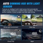 W2 Heads Up Display for Cars,Speedometer with Overspeed Alarm,Automatic Brightness Adjustment,Triple Over-Speed Alarm,LED Large Font,Built in Sun Visor,Plug & Play USB HUD Fit for All Vehicles(White) - Image 3