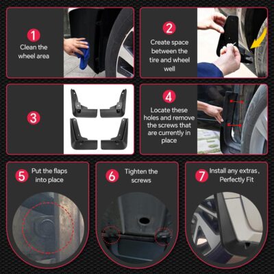 BDFHYK Mud Flaps Splash Guards 4PCS Front & Rear Side Mud Guards Compatible with Toyota Camry SE XSE 2018-2022 - Image 7