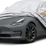 6 Layer Heavy Duty Car Cover Custom Fit for Tesla Model Y with Charging Port Flap, Waterproof All Weather Car Tarp Outdoor Protection with Cotton Lining