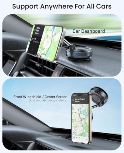Magnetic Suction Cup Phone Mount for Magsafe, 360° Adjustable Magnetic Car Phone Holder, Pocket Size Foldable Car Mount, Cell Phone Holders for Your Car for iPhone 17 16 15 14 13 12 Series - Image 9