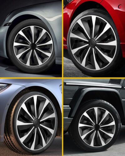 ABX Hubcap Wheel Covers Hub Caps 16 Inch Set of 4 Black & Silver Universal Wheel Rim Cover R16 Stylish Car Decor Wheel Covers for Toyota Camry Nissan Mazda (Black-A1, 16 inch) - Image 5