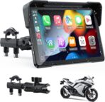 VOLAM 7" Wireless Motorcycle CarPlay Screen, IP67 Waterproof Touchscreen,GPS Navigation System,Anti-Glare for Daylight, Voice Control, Dual Bluetooth, Suitable for Harley, Kawasaki, Yamaha, etc.
