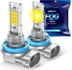 Marsauto H16 H11 H8 LED Fog Light Bulb Yellow, 12,000 Lumens 3500K Amber Yellow Fog Lights Super Bright & Compact H8/H11 LED Bulb, 1:1 Mini Size Plug and Play, Side Marker & Parking Light Combos