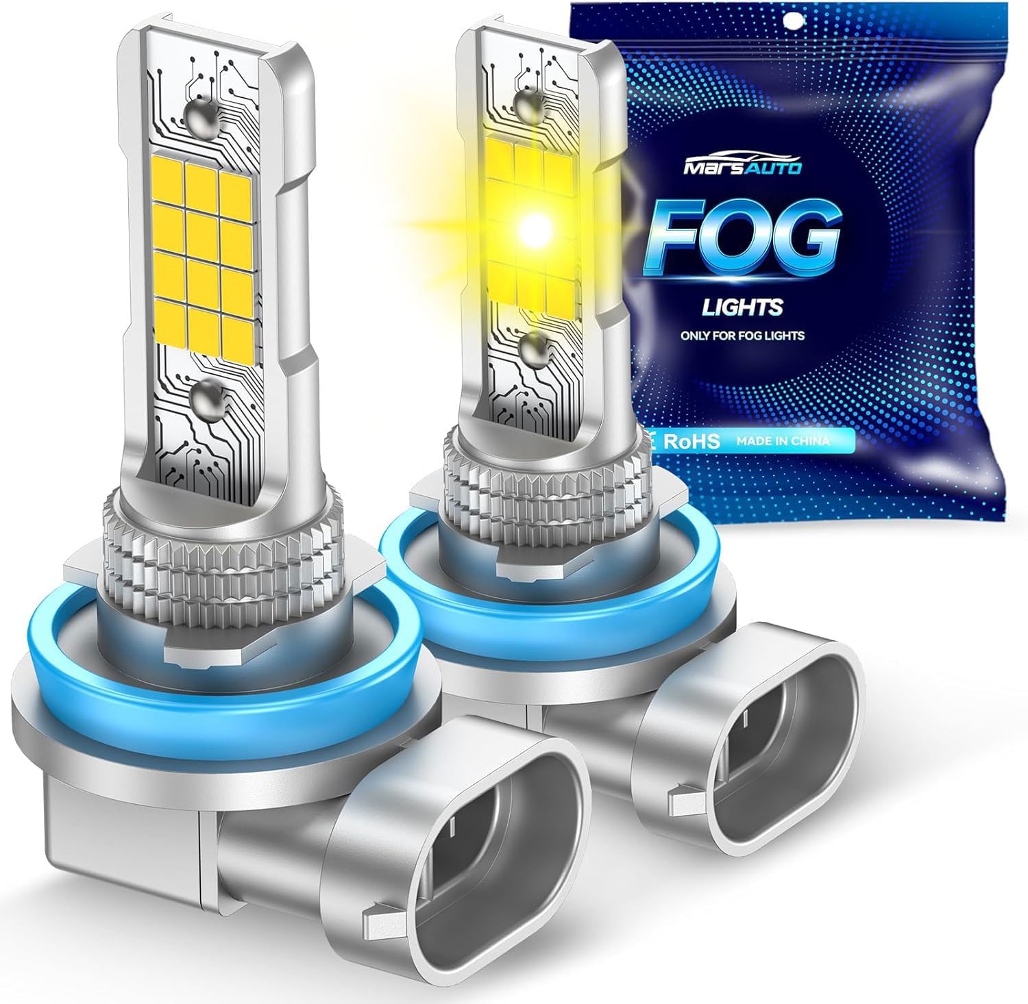 71IlmBMsI3L._AC_SL1500_.jpg Marsauto H16 H11 H8 LED Fog Light Bulb Yellow, 12,000 Lumens 3500K Amber Yellow Fog Lights Super Bright & Compact H8/H11 LED Bulb, 1:1 Mini Size Plug and Play, Side Marker & Parking Light Combos - Image 1