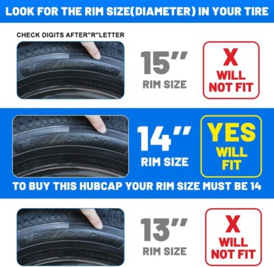 ROXX Black Lacquer Hubcaps Wheel Covers, Universal Wheel Covers Guards Snap On Auto Tire Rim OEM Style Replacement, Fits Most Car Trunk SUV-Set of 4 (14-inch) - Image 6