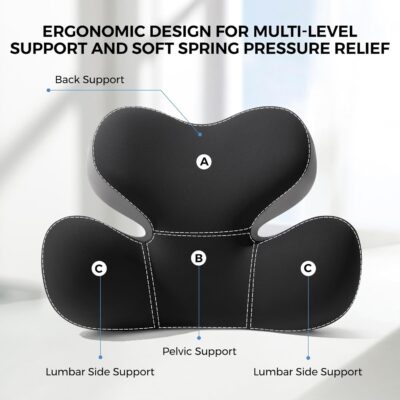 BEBAS Lumbar Support Pillow for Car, Ergonomic Memory Foam Back Cushion for Driving, Lower Back Support for Pain Relief, Lumbar Cushion for Car Seats, Office Chairs, Wheelchairs - Blackgray - Image 3