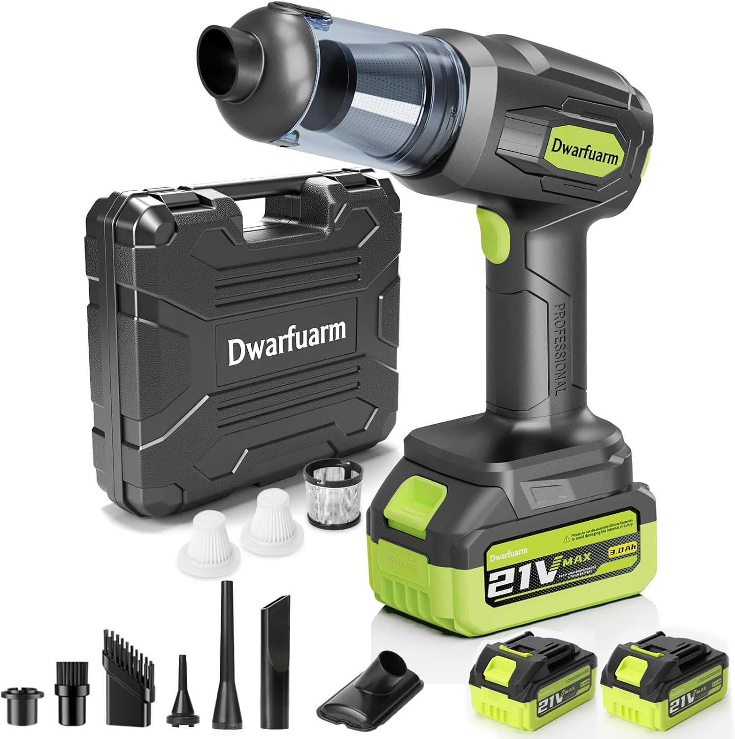 71IqLcRh0L._AC_SL1500_.jpg Cordless Car Vacuum Cleaner, 36000PA High Power Suction, 120W Portable Handheld Vacuum with 2×3.0Ah Batteries, Multi-Nozzle Air Duster for Car, Home, Office, Pet Hair - Image 1