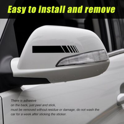 5 PCS Car Hood Stripe Sticker, Vinyl Modified Rearview Mirror Decals, Racing Sports Auto Body Side Sticker Decoration, Universal Exterior Stickers for Skirt Roof Bumper (Small, Black) - Image 4