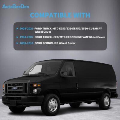 Ford 4-Pack Hubcaps: Wheel Covers Compatible with Ford Van 1998-2023, Truck & Econoline; 16 inch Silver - Image 2