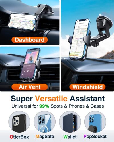 VANMASS【85+LBS Strongest Suction & Military-Grade 2026 Ultimate Car Phone Mount【Patent & Safety Certs】 Cell Phone Holder Truck for Dash Windshield Vent for iPhone 17 Pro Max Automobile Accessory Kits - Image 9