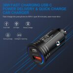 USB C Car Charger, 38W Fast Charge Car Charger Adapter PD&QC 3.0 Dual Port Cigarette Lighter USB Plug for iPhone 17e 17 Pro Max Air 16e 16 15 14 13 12 11 SE XR XS X 8, Samsung Galaxy S26 S25 S24 S23 - Image 5