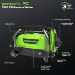 Greenworks 2100 PSI (SGS Certified) 1.2 GPM 13Amp Compact Electric Pressure Washer Telescoping Handle Power Washer for Cars, Driveways, Patios, Patio Furniture & Around Pools - Image 2