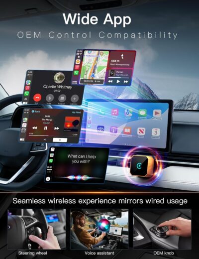 2026 Wireless CarPlay Adapter, 2in1 Mini CarPlay Wired to Wireless with Fast Stable Connection, Plug and Play, Zero Delay Car Play for iPhone iOS 10+, Android 11+ - Image 3