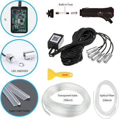 1 PC Car LED Strip Lights, 16 Million Colors 5 in 1 with 236 inches Fiber Optic, Multicolor RGB Car Interior Lights Automobile Ambient Neon Lighting Kit (Multicolored) - Image 4