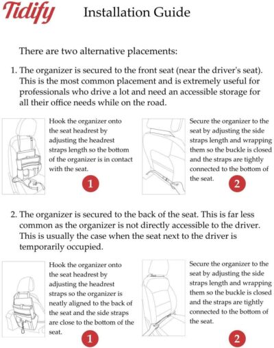 Tidify Car Front Seat Organizer [2025 UPDATED] with Dedicated Tablet and Laptop Storage Stabilizing Side Straps Soft Adjustable Shoulder Strap and Hardened Buckles Your Office Away from Office. - Image 7