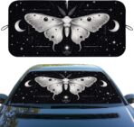 Moth Car Windshield Sunshades Vintage Tarot Sky Moon Stars Witchcraft Front Window Sun ​Shade Blocks UV Rays Sun Visor Protector for Car Sedan Truck SUV Accessories 59" L x 31.5" W