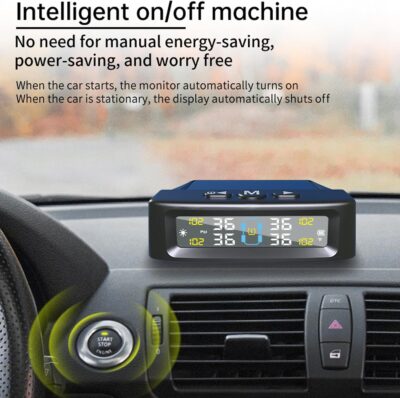 Tire Pressure Monitoring System, Solar Tire Pressure Monitor with 4 External Sensors, Voice Alarm, Real - Time Temperature Pressure Display 0-5 Bar for Car SUV - Dual Charging, - Image 4