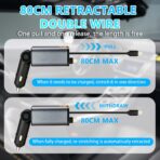 Retractable Car Charger,5 in 1 Fast Cars Phone Charger 60w,Bluetooth 5.3 FM Transmitter Adapter,Handsfree Call,MP3 Player,2 Retractable Cables and USB Chargers, for Phone,Galaxy,Pixel (Black) - Image 6