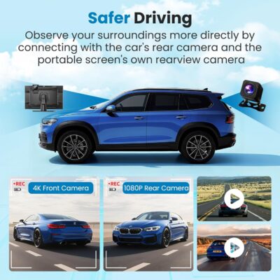 Portable A pple Carplay Screen for Car, 11.3" Extra Large Wireless Car Play & Android Auto Screen for Car, Car Stereo with 4K Dash Cam, App View, Backup Camera,GPS,Mirror Link,FM, Voice Control - Image 5