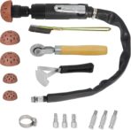 Air Tire Repair Polish Patch Kit Heavy Duty - Includes 2500RPM Air Tire Buffer, Tire Inner Liner Scraper, 4 Tungsten Steel Buffing Wheel, Patch Roller, & Wire Brush - Professional Tire Patch Tools